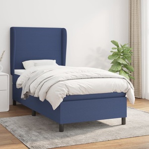 vidaXL, vidaXL Boxspringbett mit Matratze Blau 90x200 cm Stoff