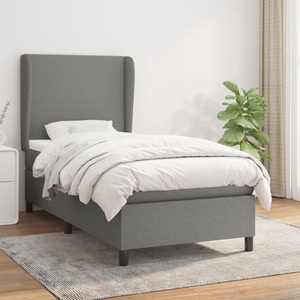 vidaXL, vidaXL Boxspringbett mit Matratze Dunkelgrau 100x200 cm Stoff