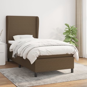 vidaXL, vidaXL Boxspringbett mit Matratze Dunkelbraun 100x200 cm Stoff