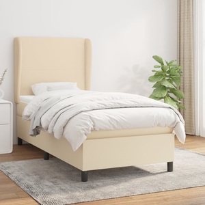 vidaXL, vidaXL Boxspringbett mit Matratze Creme 100x200 cm Stoff