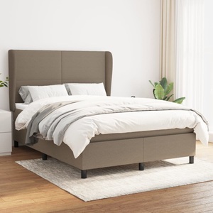 vidaXL, vidaXL Boxspringbett mit Matratze Taupe 140x200 cm Stoff