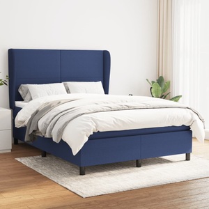 vidaXL, vidaXL Boxspringbett mit Matratze Blau 140x200 cm Stoff