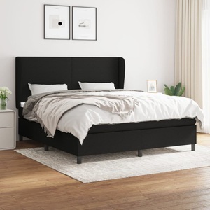 vidaXL, vidaXL Boxspringbett mit Matratze Schwarz 160x200 cm Stoff, vidaXL Boxspringbett mit Matratze Schwarz 160x200 cm Stoff