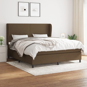 vidaXL, vidaXL Boxspringbett mit Matratze Dunkelbraun 160x200 cm Stoff