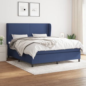 vidaXL, vidaXL Boxspringbett mit Matratze Blau 160x200 cm Stoff