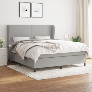vidaXL, vidaXL Boxspringbett mit Matratze Hellgrau 180x200 cm Stoff