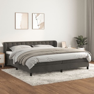vidaXL, vidaXL Boxspringbett mit Matratze Dunkelgrau 200x200 cm Samt, vidaXL Boxspringbett mit Matratze Dunkelgrau 200x200 cm Samt