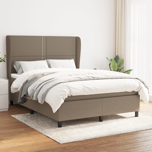 vidaXL, vidaXL Boxspringbett mit Matratze Taupe 140x200 cm Stoff