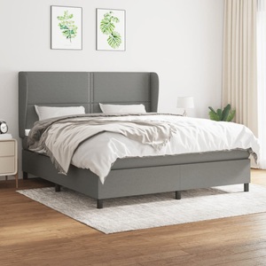 vidaXL, vidaXL Boxspringbett mit Matratze Dunkelgrau 160x200 cm Stoff
