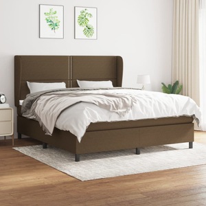 vidaXL, vidaXL Boxspringbett mit Matratze Dunkelbraun 160x200 cm Stoff, vidaXL Boxspringbett mit Matratze Dunkelbraun 160x200 cm Stoff