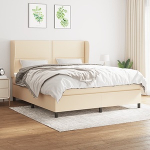 vidaXL, vidaXL Boxspringbett mit Matratze Creme 160x200 cm Stoff
