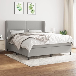 vidaXL, vidaXL Boxspringbett mit Matratze Hellgrau 180x200 cm Stoff