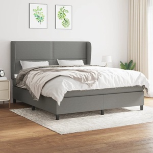 vidaXL, vidaXL Boxspringbett mit Matratze Dunkelgrau 180x200 cm Stoff