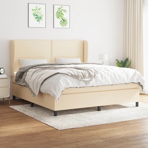vidaXL, vidaXL Boxspringbett mit Matratze Creme 180x200 cm Stoff