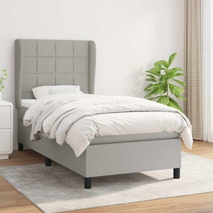 vidaXL, vidaXL Boxspringbett mit Matratze Hellgrau 80x200 cm Stoff