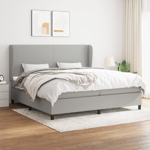 vidaXL, vidaXL Boxspringbett mit Matratze Hellgrau 200x200 cm Stoff, vidaXL Boxspringbett mit Matratze Hellgrau 200x200 cm Stoff