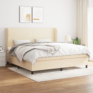 vidaXL, vidaXL Boxspringbett mit Matratze Creme 200x200 cm Stoff