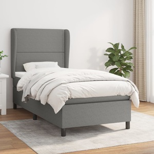 vidaXL, vidaXL Boxspringbett mit Matratze Dunkelgrau 80x200 cm Stoff