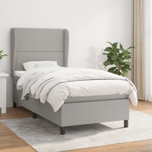 vidaXL, vidaXL Boxspringbett mit Matratze Hellgrau 90x190 cm Stoff, vidaXL Boxspringbett mit Matratze Hellgrau 90x190 cm Stoff