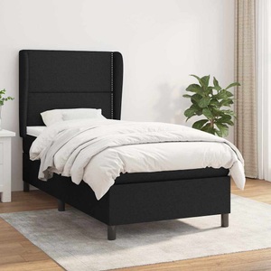 vidaXL, vidaXL Boxspringbett mit Matratze Schwarz 90x200 cm Stoff, vidaXL Boxspringbett mit Matratze Schwarz 90x200 cm Stoff