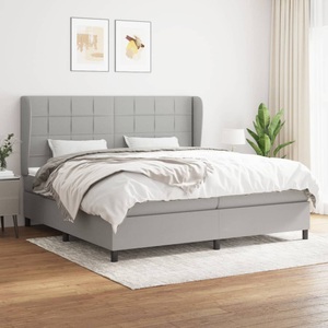 vidaXL, vidaXL Boxspringbett mit Matratze Hellgrau 200x200 cm Stoff