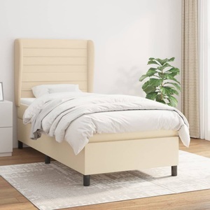 vidaXL, vidaXL Boxspringbett mit Matratze Creme 80x200 cm Stoff, vidaXL Boxspringbett mit Matratze Creme 80x200 cm Stoff