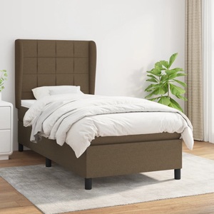 vidaXL, vidaXL Boxspringbett mit Matratze Dunkelbraun 90x190 cm Stoff