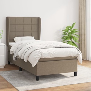 vidaXL, vidaXL Boxspringbett mit Matratze Taupe 90x200 cm Stoff, vidaXL Boxspringbett mit Matratze Taupe 90x200 cm Stoff