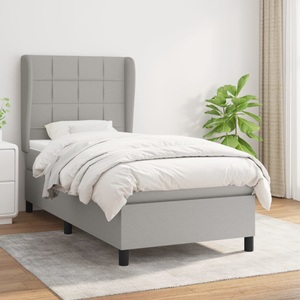 vidaXL, vidaXL Boxspringbett mit Matratze Hellgrau 100x200 cm Stoff