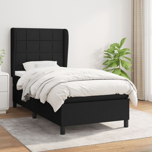 vidaXL, vidaXL Boxspringbett mit Matratze Schwarz 100x200 cm Stoff, vidaXL Boxspringbett mit Matratze Schwarz 100x200 cm Stoff