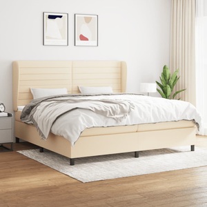 vidaXL, vidaXL Boxspringbett mit Matratze Creme 200x200 cm Stoff