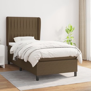 vidaXL, vidaXL Boxspringbett mit Matratze Dunkelbraun 90x190 cm Stoff, vidaXL Boxspringbett mit Matratze Dunkelbraun 90x190 cm Stoff