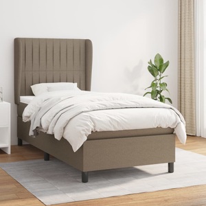 vidaXL, vidaXL Boxspringbett mit Matratze Taupe 90x190 cm Stoff, vidaXL Boxspringbett mit Matratze Taupe 90x190 cm Stoff