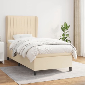 vidaXL, vidaXL Boxspringbett mit Matratze Creme 90x190 cm Stoff