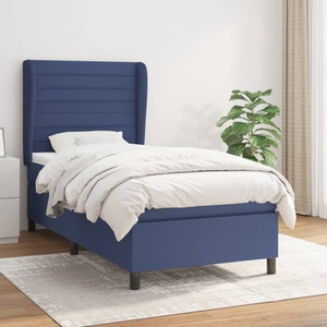vidaXL, vidaXL Boxspringbett mit Matratze Blau 100x200 cm Stoff