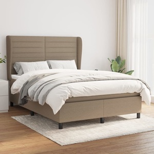 vidaXL, vidaXL Boxspringbett mit Matratze Taupe 140x200 cm Stoff, vidaXL Boxspringbett mit Matratze Taupe 140x200 cm Stoff