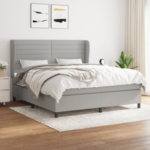 vidaXL, vidaXL Boxspringbett mit Matratze Hellgrau 160x200 cm Stoff, vidaXL Boxspringbett mit Matratze Hellgrau 160x200 cm Stoff