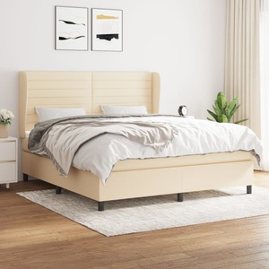 vidaXL, vidaXL Boxspringbett mit Matratze Creme 160x200 cm Stoff