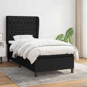 vidaXL, vidaXL Boxspringbett mit Matratze Schwarz 90x190 cm Stoff