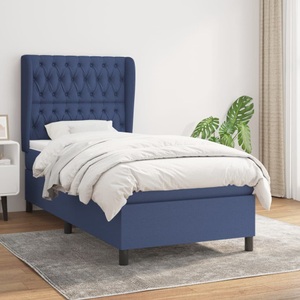 vidaXL, vidaXL Boxspringbett mit Matratze Blau 90x190 cm Stoff