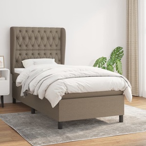 vidaXL, vidaXL Boxspringbett mit Matratze Taupe 90x200 cm Stoff, vidaXL Boxspringbett mit Matratze Taupe 90x200 cm Stoff