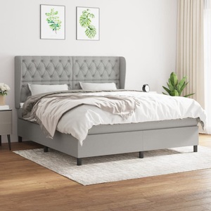 vidaXL, vidaXL Boxspringbett mit Matratze Hellgrau 160x200 cm Stoff
