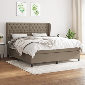 vidaXL, vidaXL Boxspringbett mit Matratze Taupe 160x200 cm Stoff, vidaXL Boxspringbett mit Matratze Taupe 160x200 cm Stoff