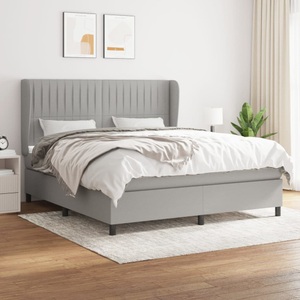 vidaXL, vidaXL Boxspringbett mit Matratze Hellgrau 160x200 cm Stoff