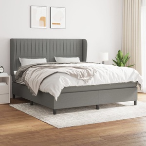 vidaXL, vidaXL Boxspringbett mit Matratze Dunkelgrau 160x200 cm Stoff