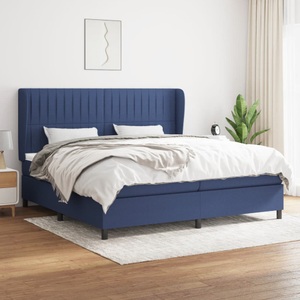 vidaXL, vidaXL Boxspringbett mit Matratze Blau 200x200 cm Stoff