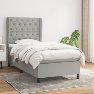 vidaXL, vidaXL Boxspringbett mit Matratze Hellgrau 80x200 cm Stoff