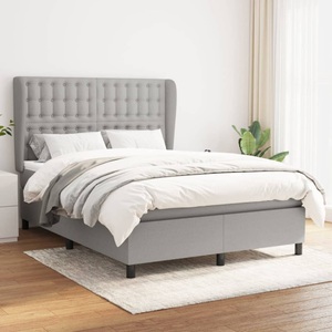vidaXL, vidaXL Boxspringbett mit Matratze Hellgrau 140x200 cm Stoff