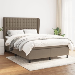 vidaXL, vidaXL Boxspringbett mit Matratze Taupe 140x200 cm Stoff