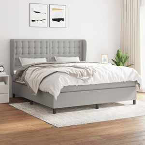 vidaXL, vidaXL Boxspringbett mit Matratze Hellgrau 180x200 cm Stoff